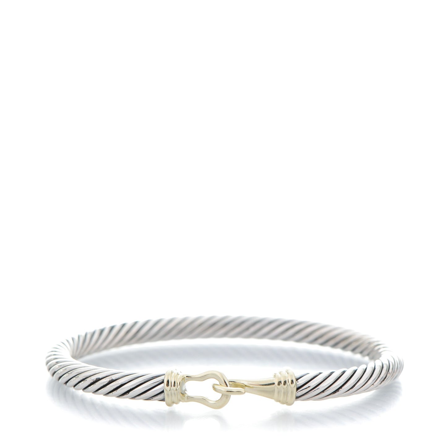 Sterling Silver 14K Yellow Gold 5mm Cable Classic Buckle Bracelet