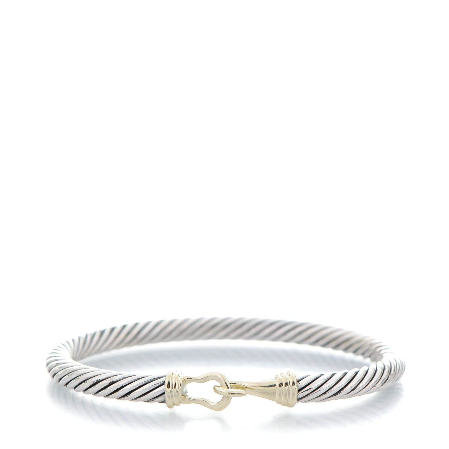 David Yurman Sterling Silver 14K Yellow Gold 5mm Cable Classic Buckle Bracelet 1 of 6