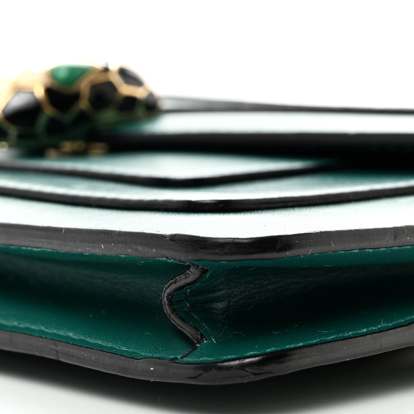 Calfskin Serpenti Forever Flap Clutch Emerald Green
