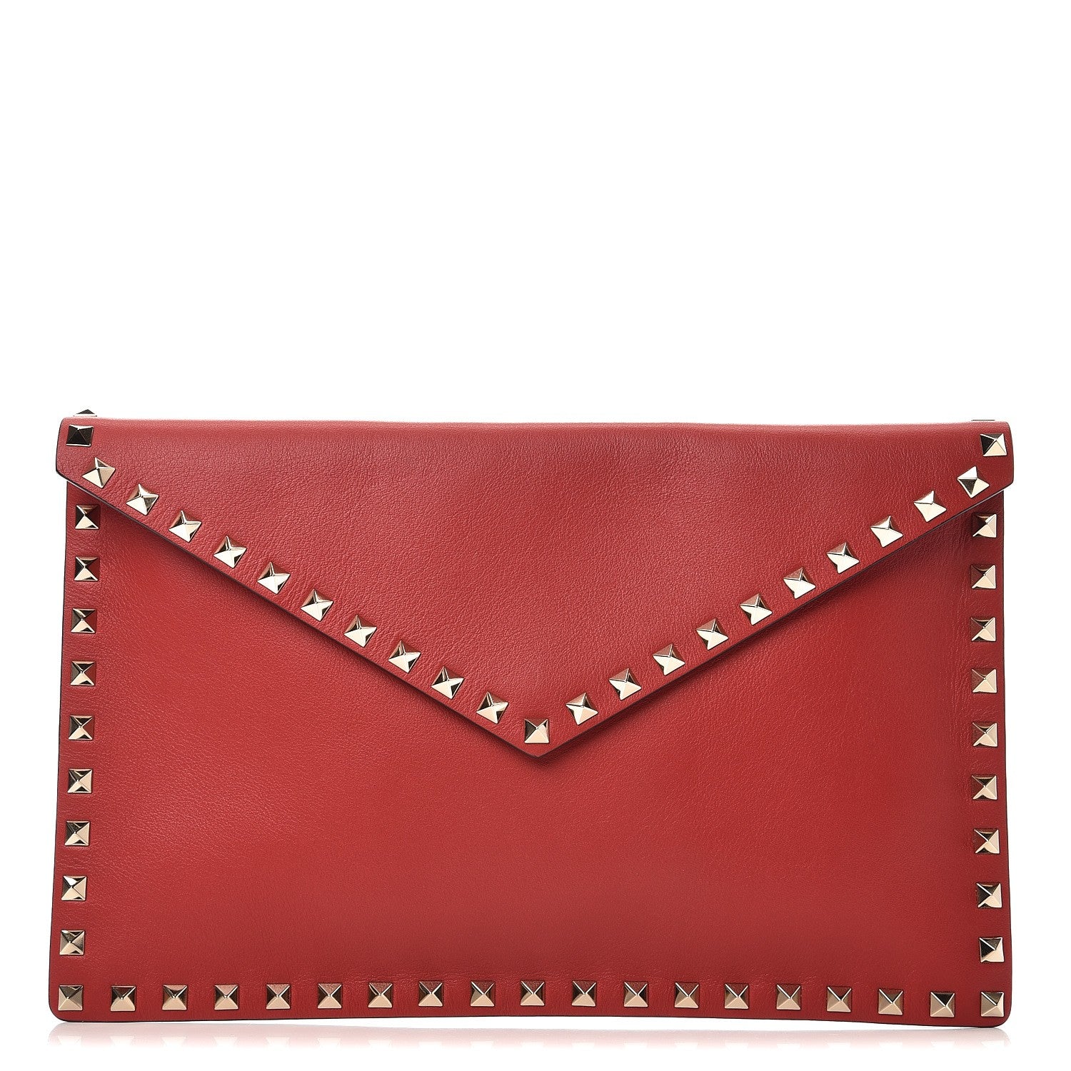 Valentino Garavani Vitello Large Rockstud Envelope Clutch Rosso Valentino 1 of 7