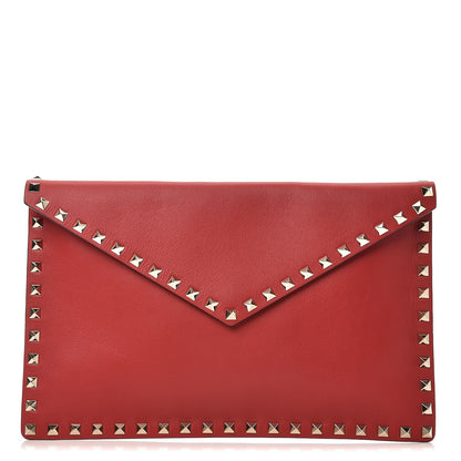 Valentino Garavani Vitello Large Rockstud Envelope Clutch Rosso Valentino 1 of 7