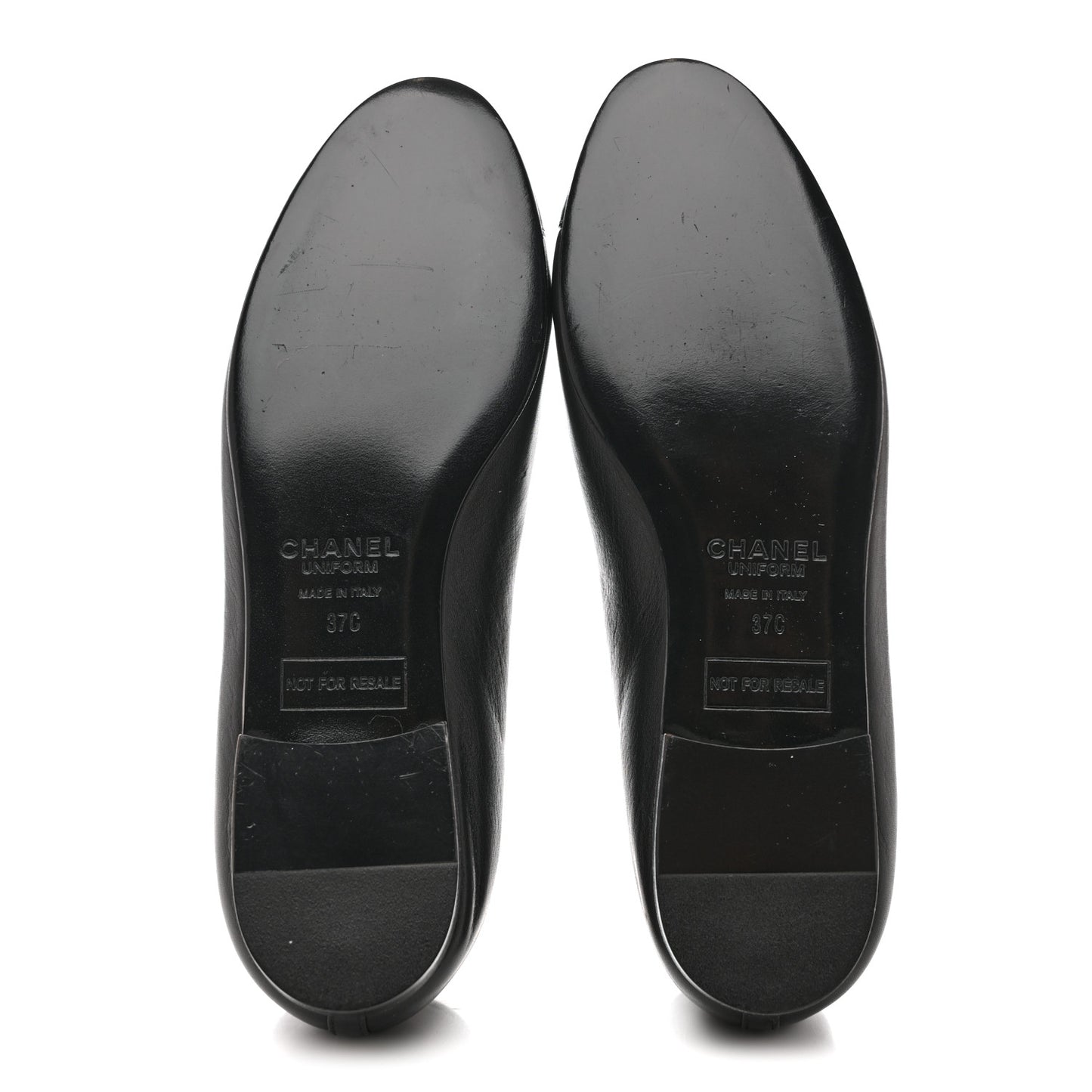 Lambskin Cap Toe CC Uniform Ballerina Flats 37 Black