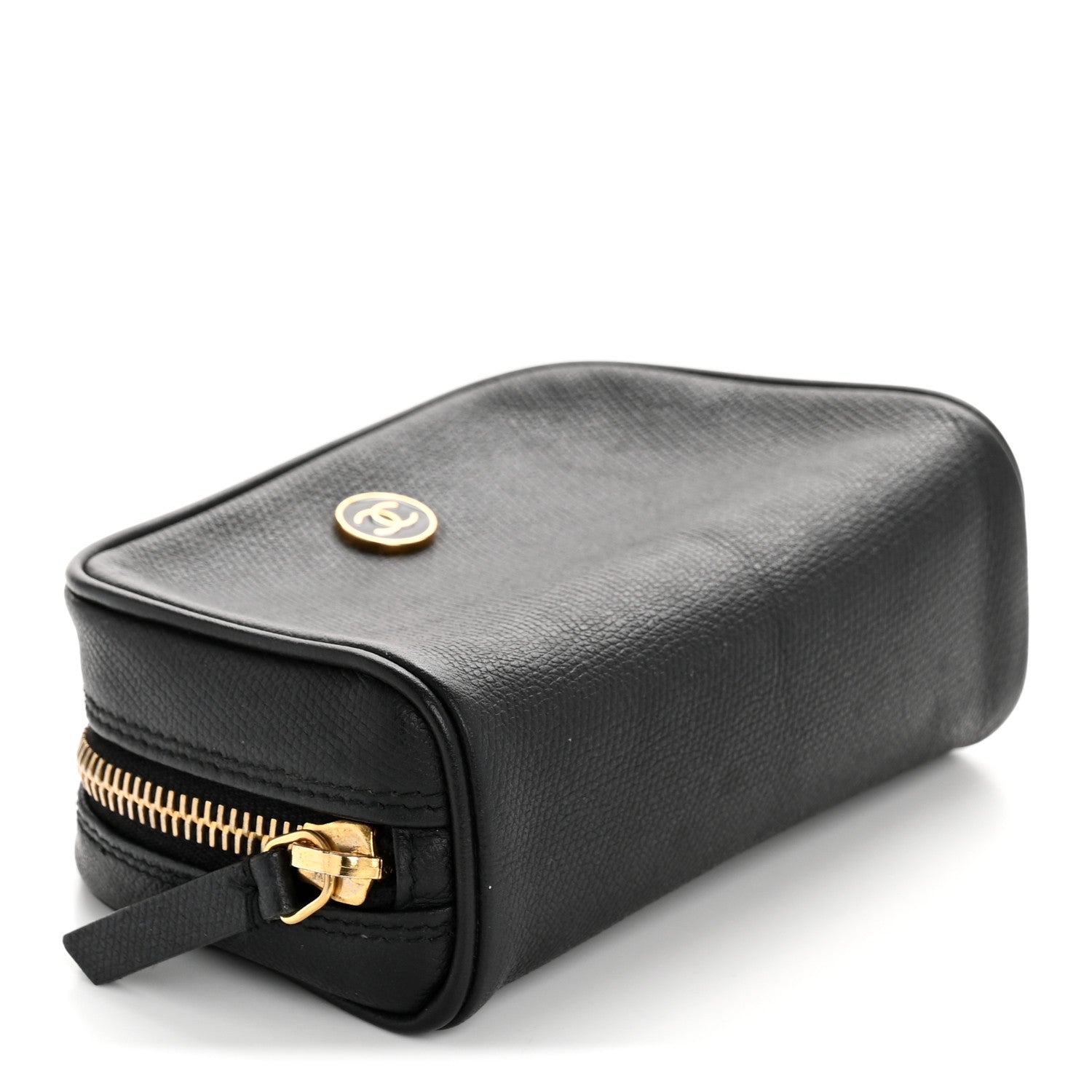 Chanel Grained Calfskin CC Button Cosmetic Case Black 4 of 9
