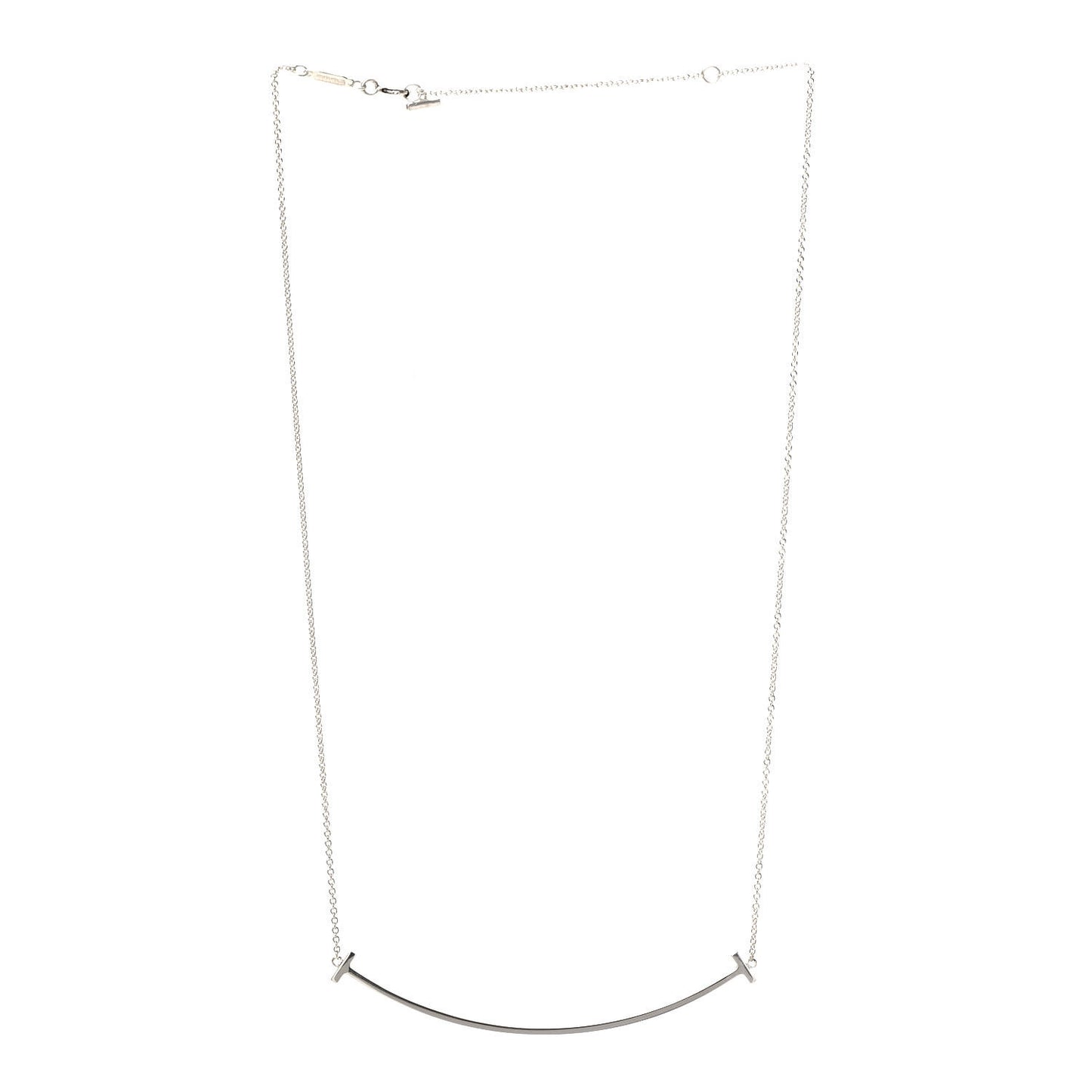 Sterling Silver Large T Smile Pendant Necklace