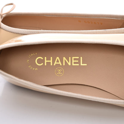 Chanel Patent CC Cap Toe Ballerina Flats 35.5 Beige 5 of 9