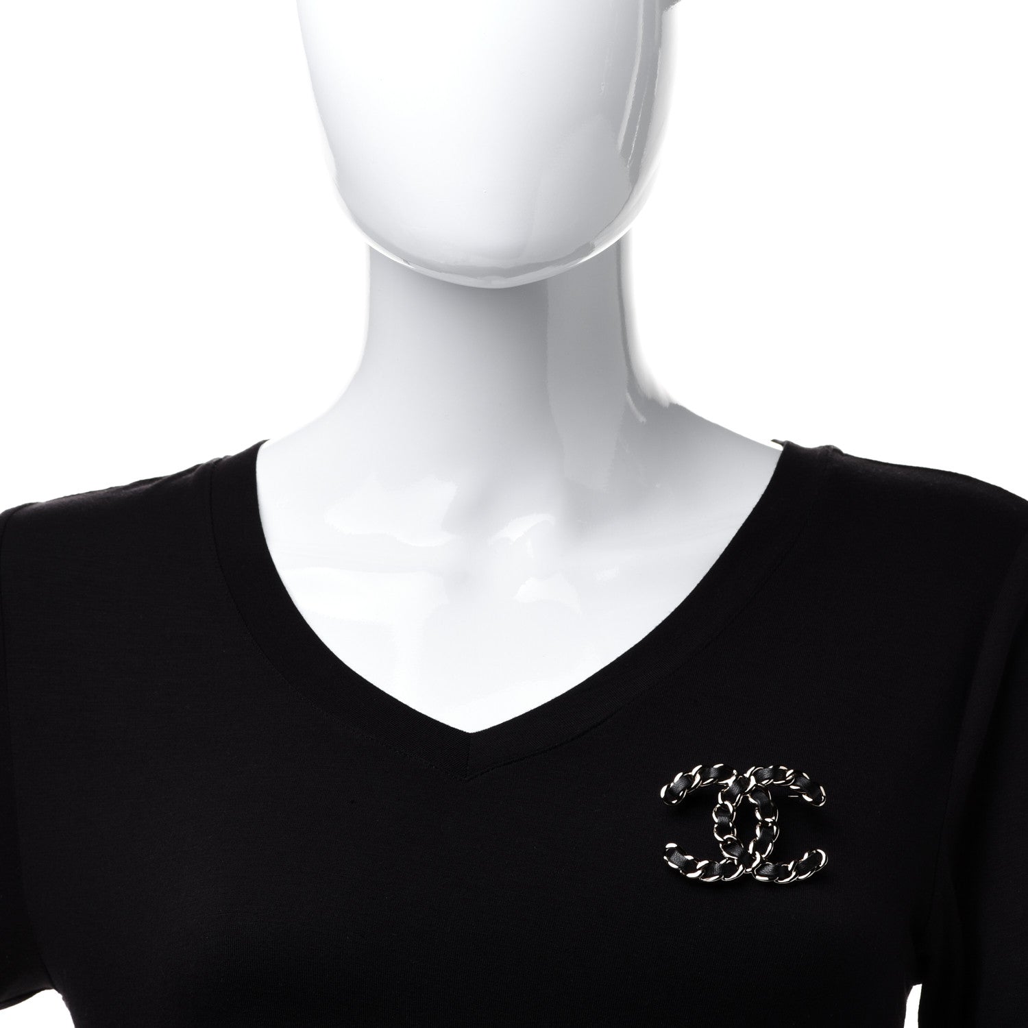 Chanel Lambskin Chain CC Brooch Black Gold 2 of 5
