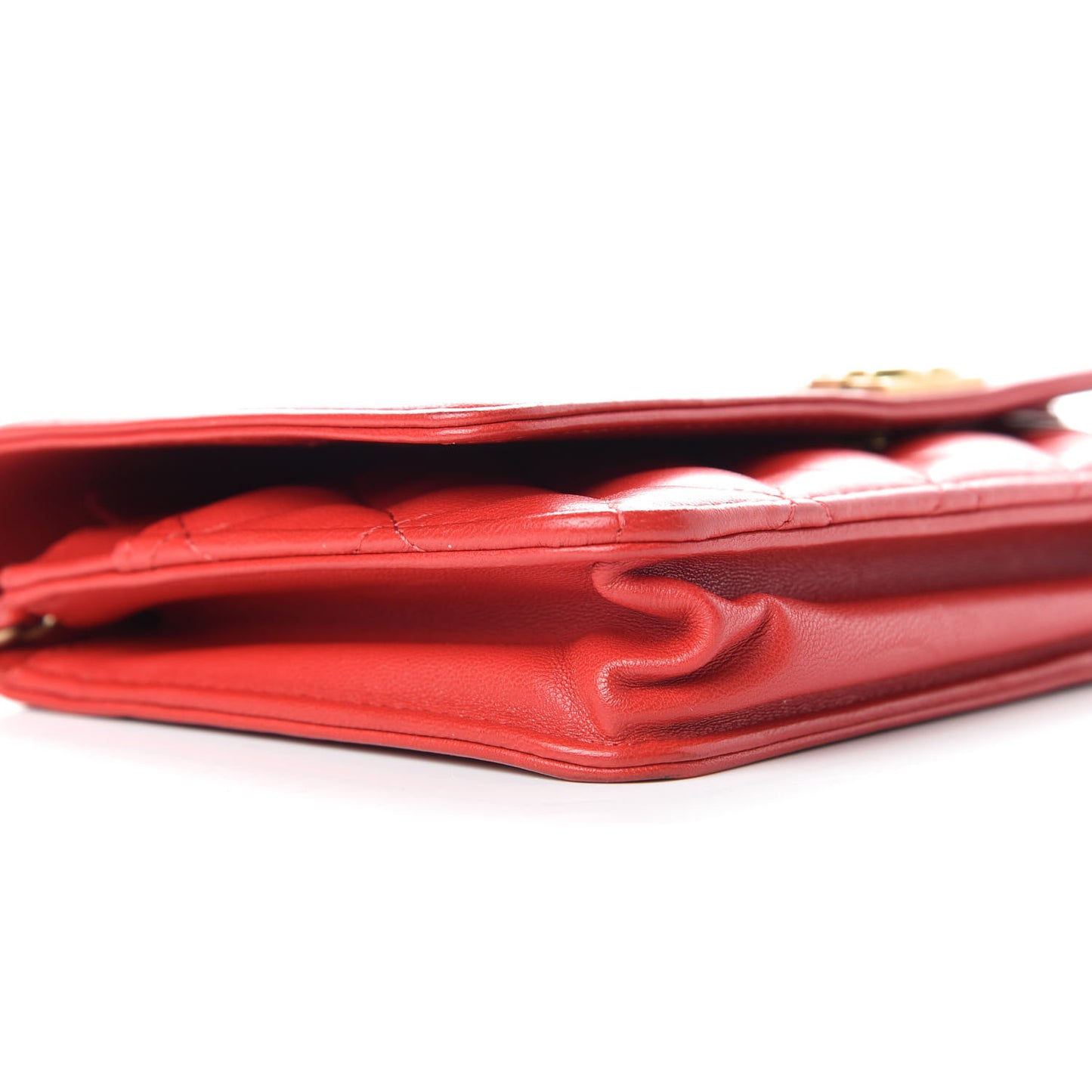 Lambskin Quilted Boy Wallet On Chain WOC Red