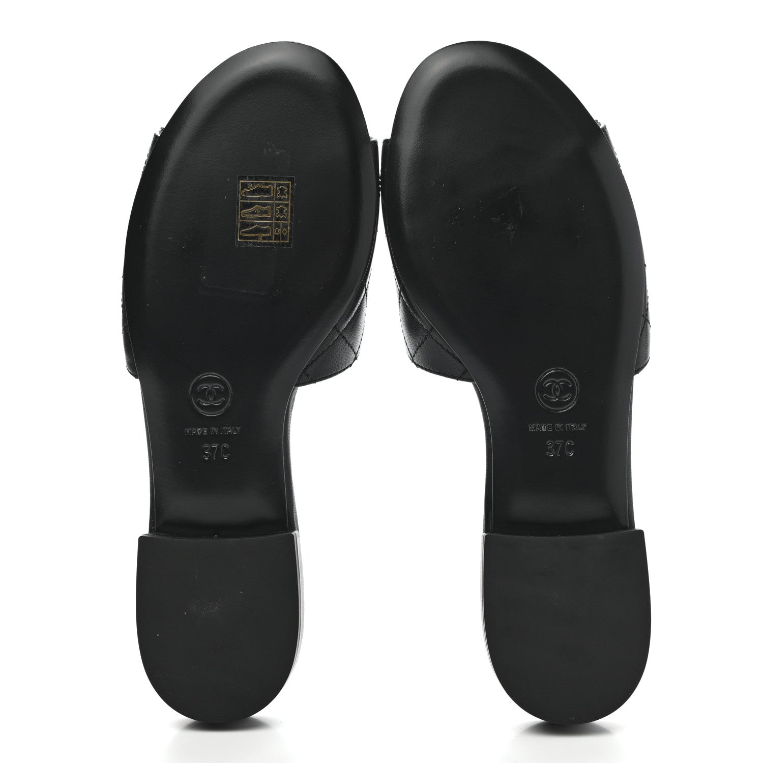 Chanel Lambskin Quilted Camellia CC Slides 37 Black 5 of 9