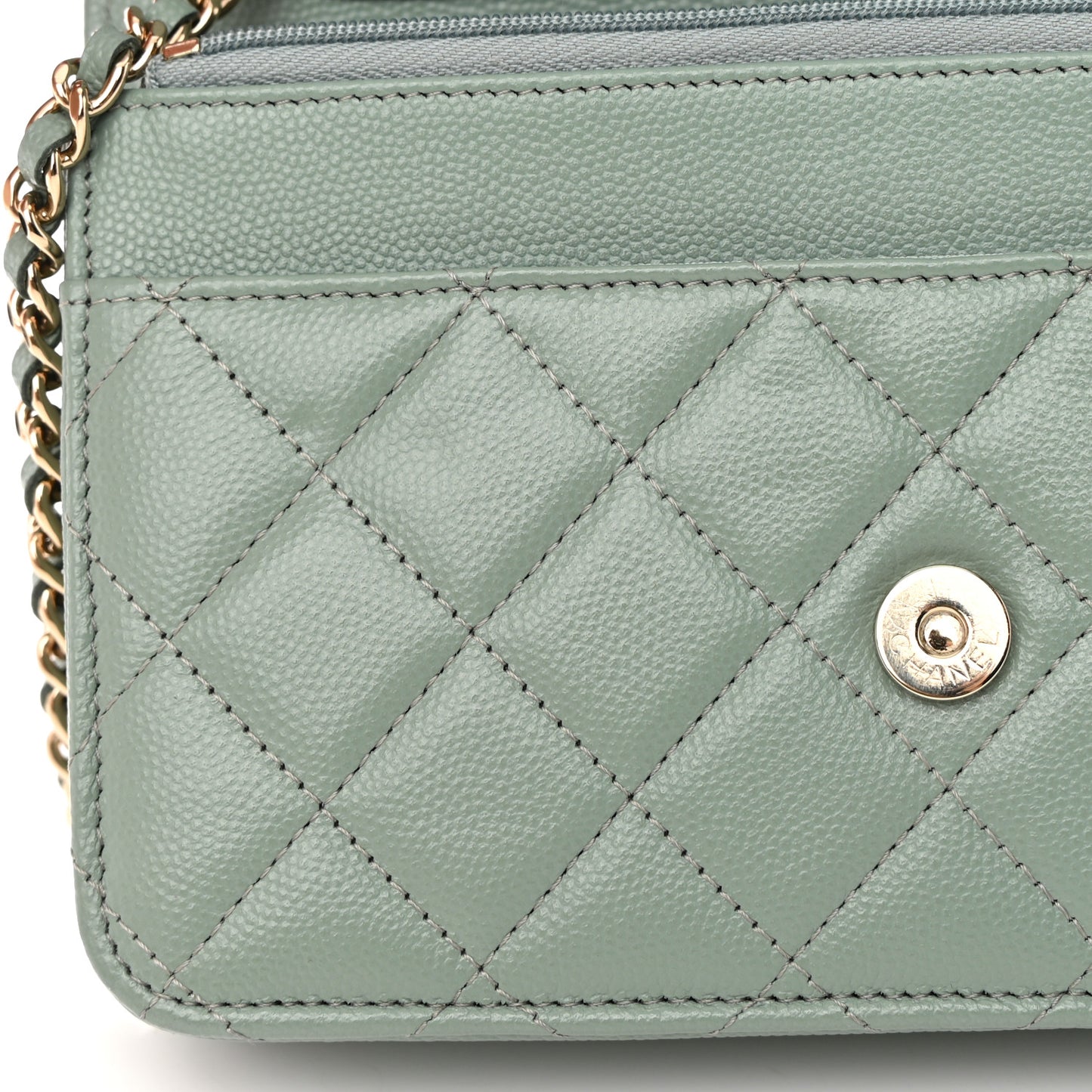 Caviar Quilted Wallet On Chain WOC Dark Green