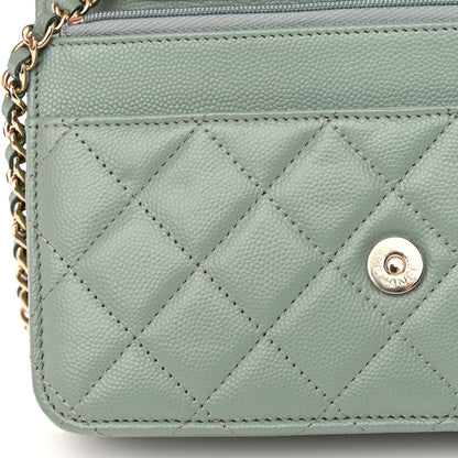 Chanel Caviar Quilted Wallet On Chain WOC Dark Green 12 of 16