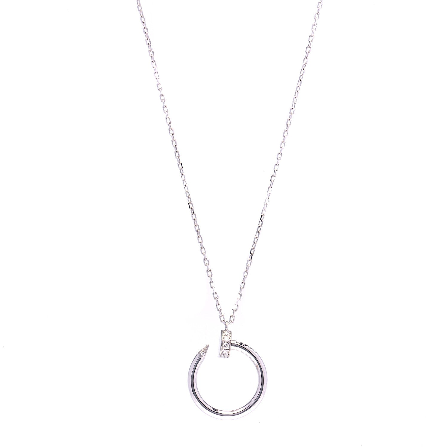 Cartier 18K White Gold Diamond Juste Un Clou Necklace 1 of 4