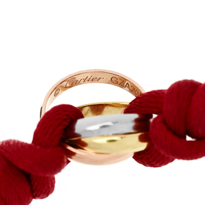 Cartier 18K Pink Yellow White Gold Trinity Cord Bracelet Red 3 of 5