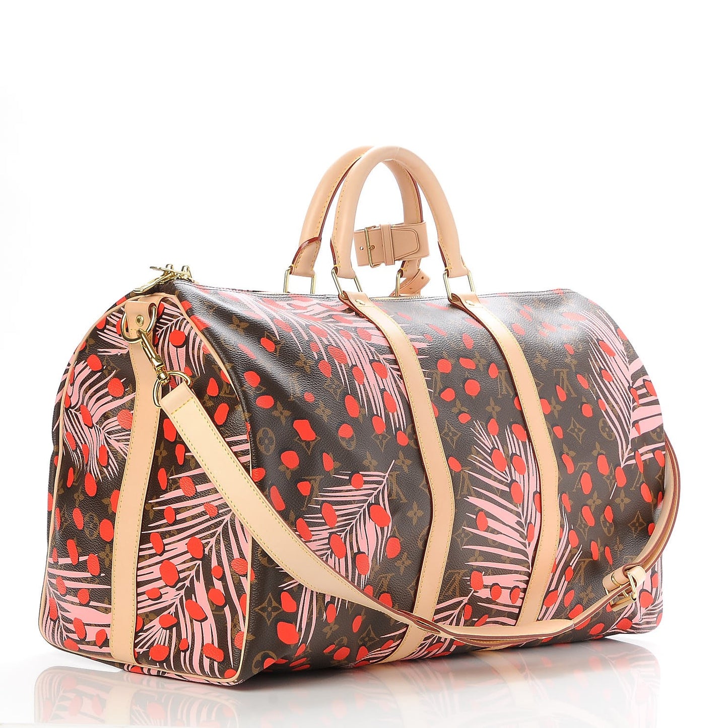 Monogram Jungle Dots Keepall Bandouliere 50 Sugar Pink Poppy