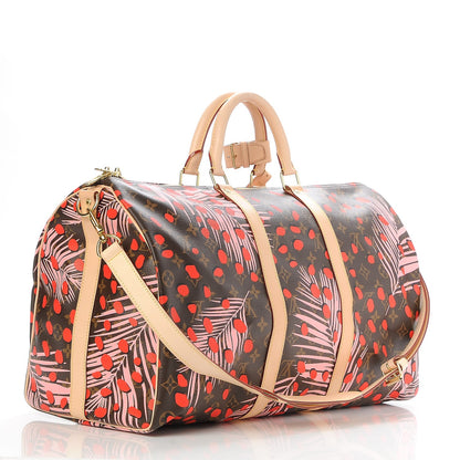 Louis Vuitton Monogram Jungle Dots Keepall Bandouliere 50 Sugar Pink Poppy 3 of 8
