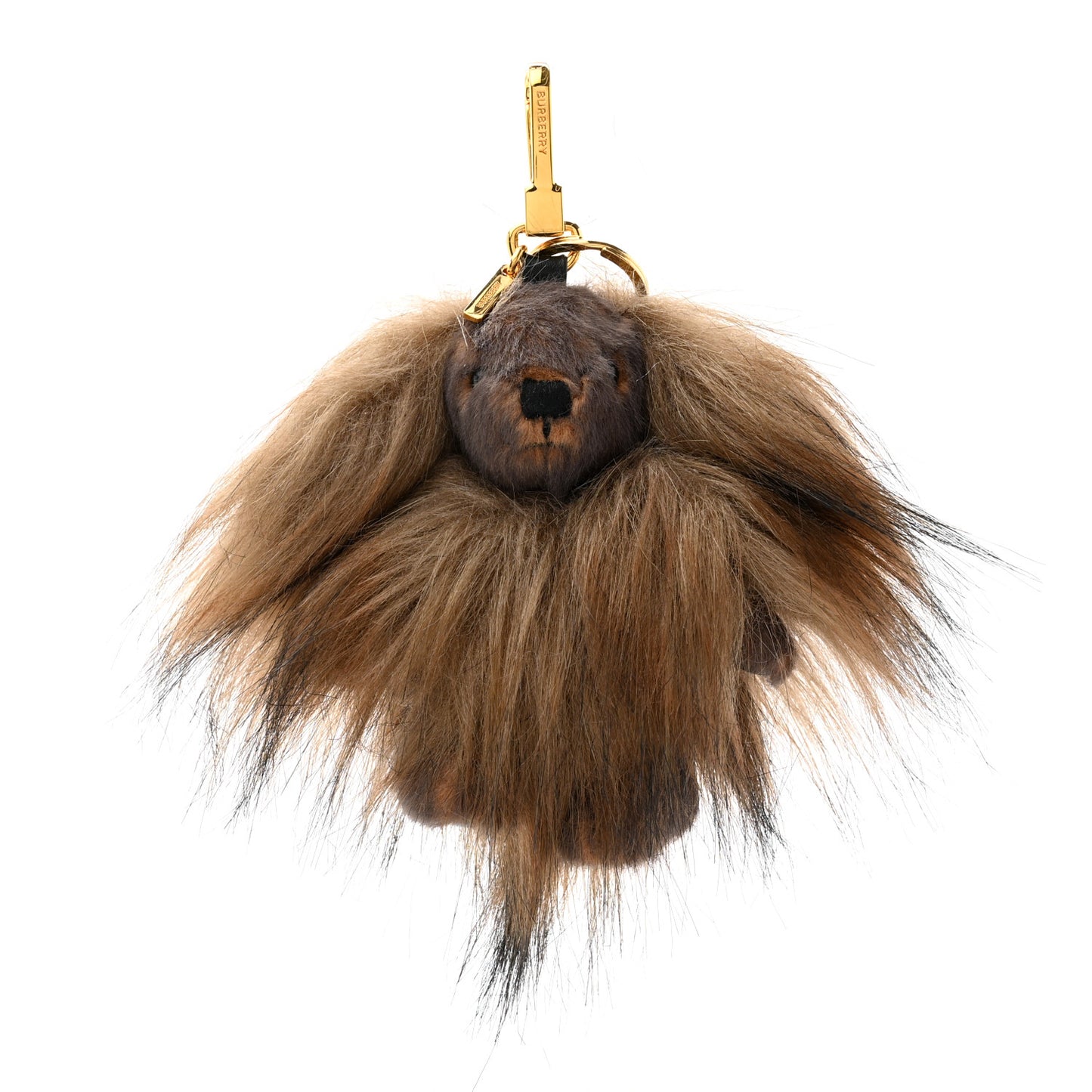 Faux Fur Thomas Bear Keychain Charm Brown