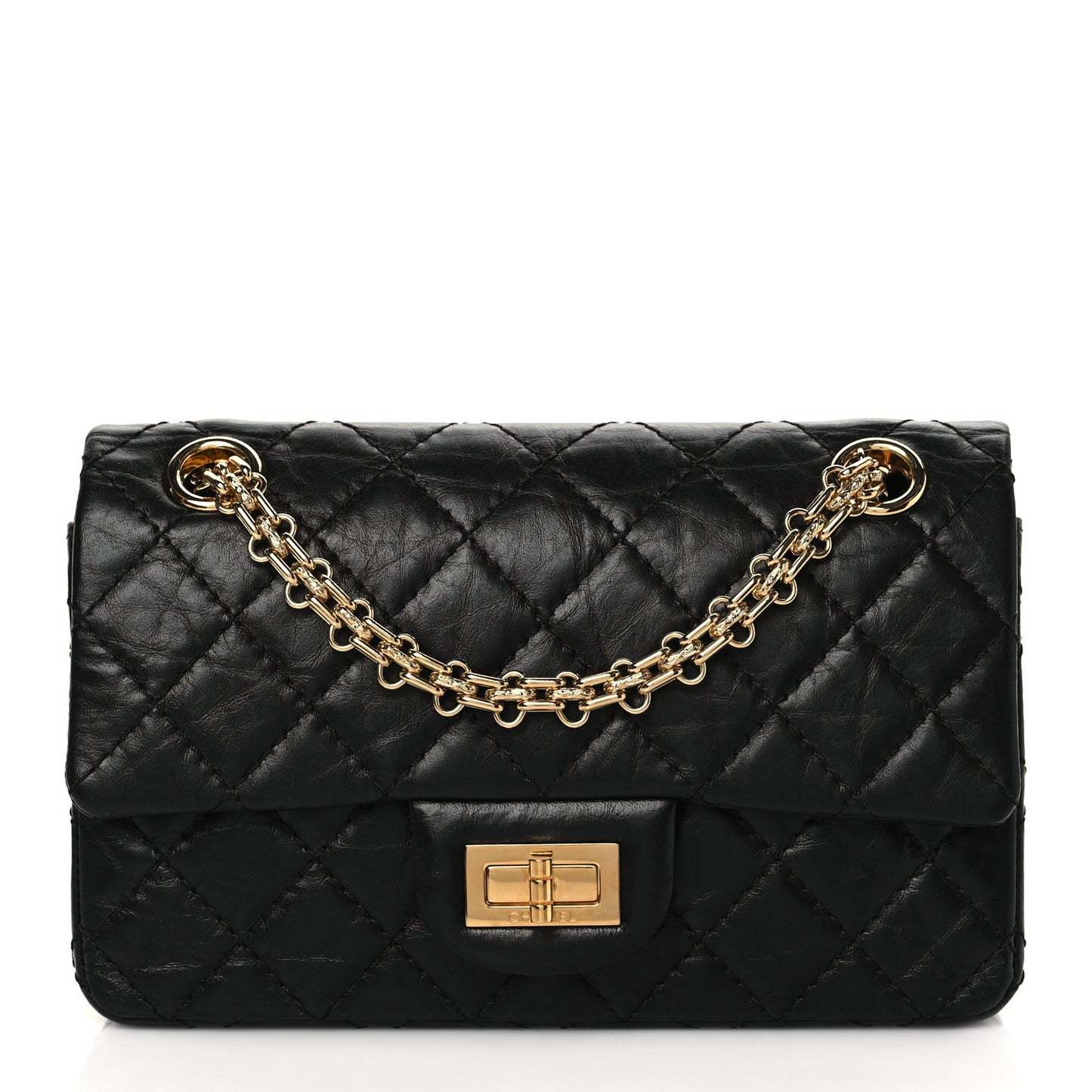 Aged Calfskin Quilted 2.55 Reissue Mini Flap Black