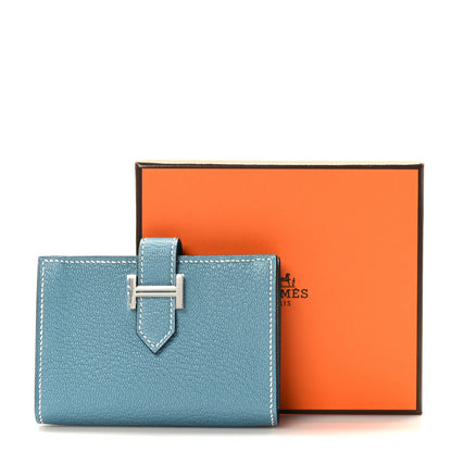 Hermes Chevre Mysore Bearn Card Holder Wallet New Bleu Jean 9 of 9