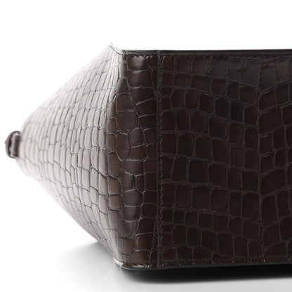 Stella McCartney Crocodile Embossed Studded Logo Alter Nappa East West Tote Brown 9 of 10