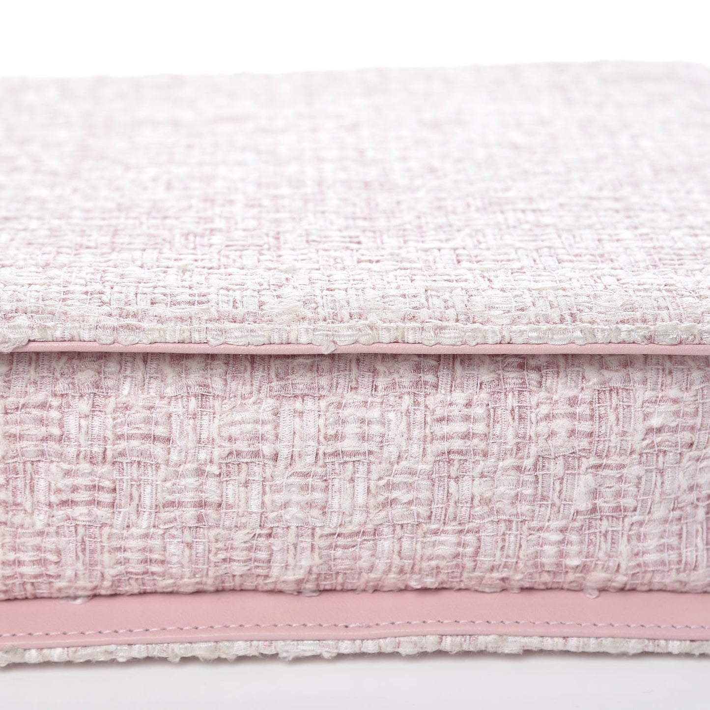 Tweed Zip Tote Pink White