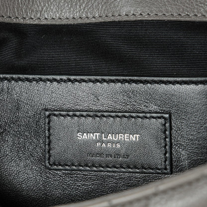 Saint Laurent Grain De Poudre Medium Triquilt Monogram Satchel Earth 6 of 6
