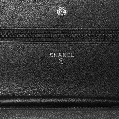 Chanel Crumpled Calfskin Quilted Wallet On Chain WOC So Black 6 of 9