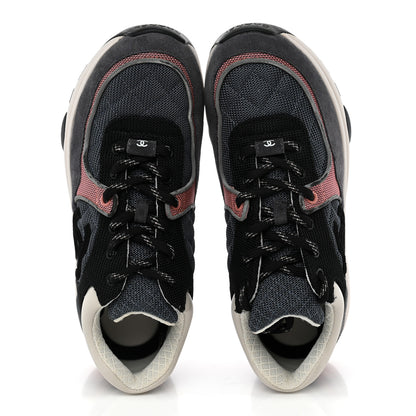 Chanel Nylon Calfskin Suede Womens CC Sneakers 38 Dark Grey Pink 5 of 10