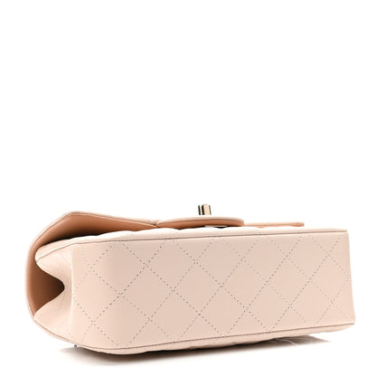 Chanel Lambskin Quilted Bi-Color Mini Top Handle Rectangular Flap Ecru Dark Beige 4 of 11