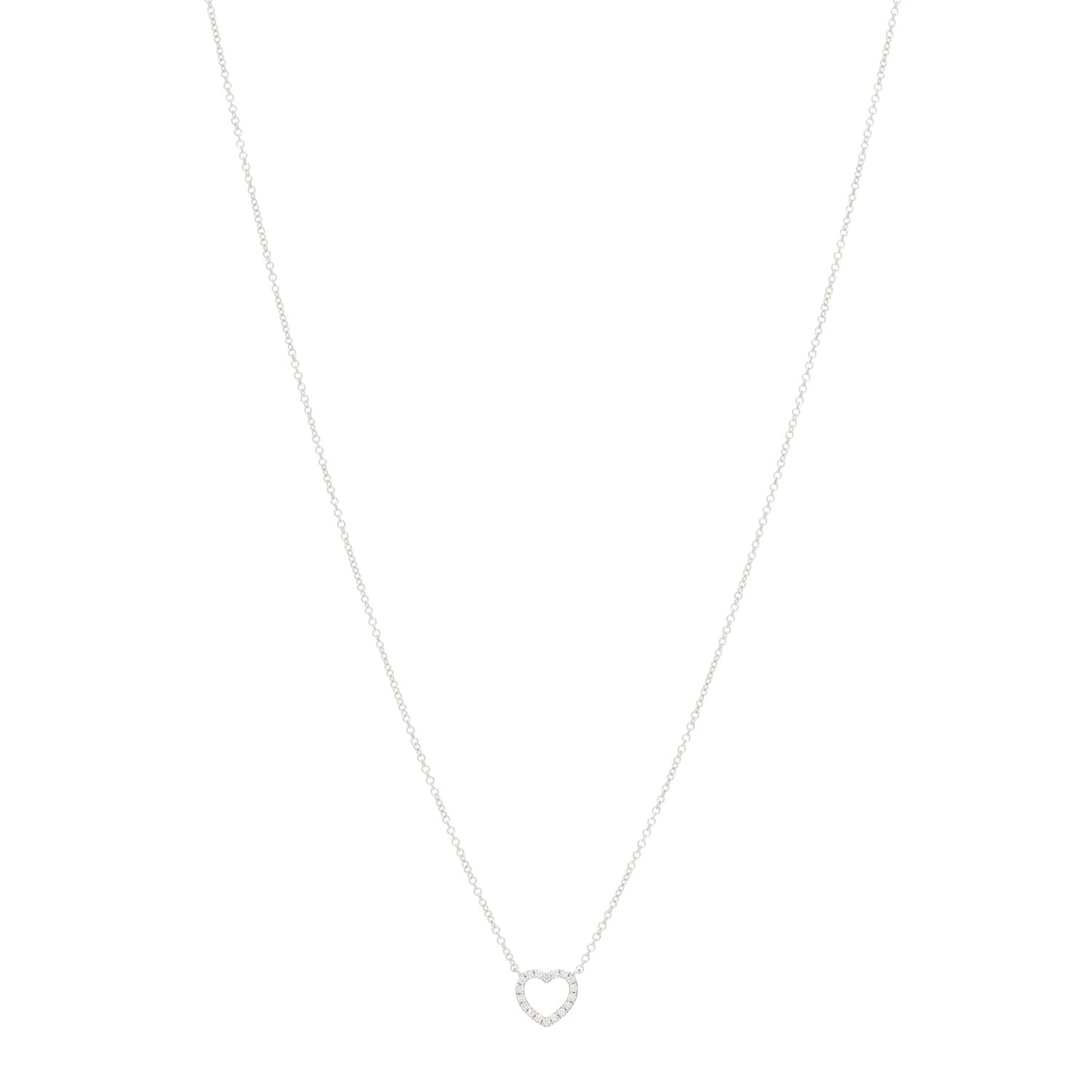 18K White Gold Diamond Metro Heart Pendant Necklace