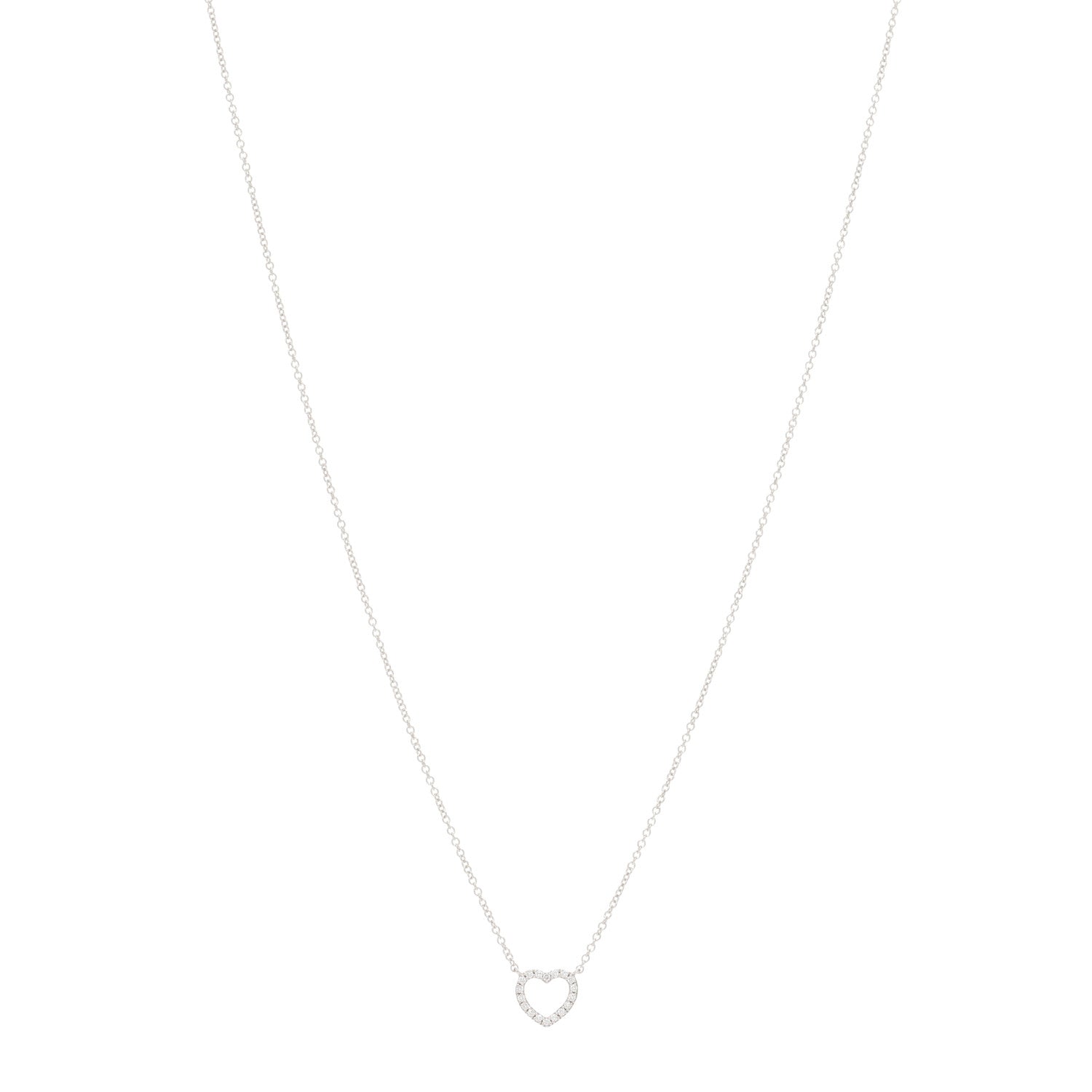 Tiffany 18K White Gold Diamond Metro Heart Pendant Necklace 1 of 3