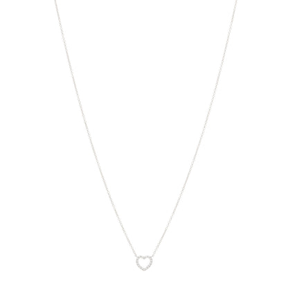 Tiffany 18K White Gold Diamond Metro Heart Pendant Necklace 1 of 3