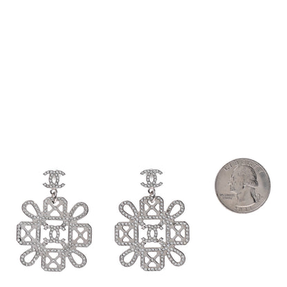 Chanel Crystal Strass Cross CC Earrings Silver 2 of 4