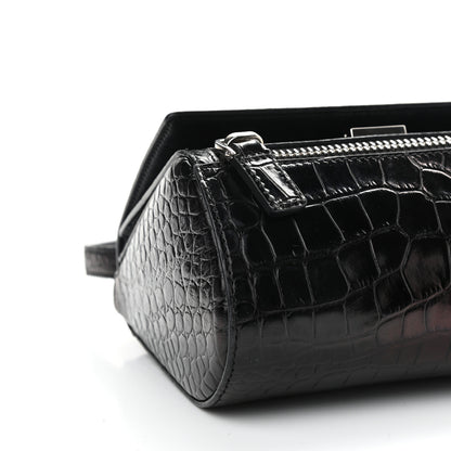 Givenchy Calfskin Crocodile Embossed Mini Pandora Box Crossbody Bag Black 10 of 14