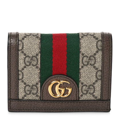 Gucci GG Supreme Monogram Web Ophidia Card Case Beige New Acero 1 of 8
