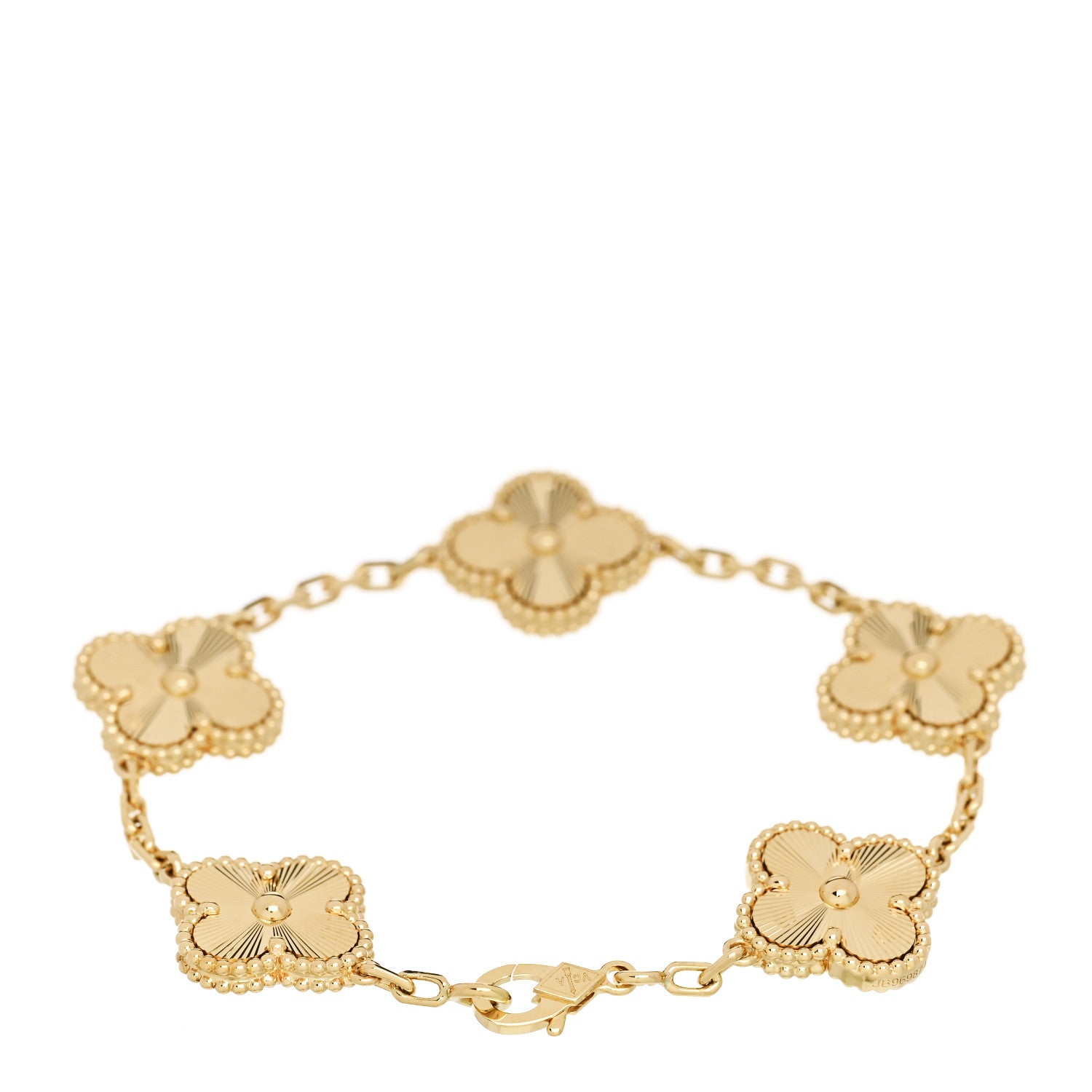 Van Cleef & Arpels 18K Yellow Gold 5 Motifs Guilloche Vintage Alhambra Bracelet 2 of 5