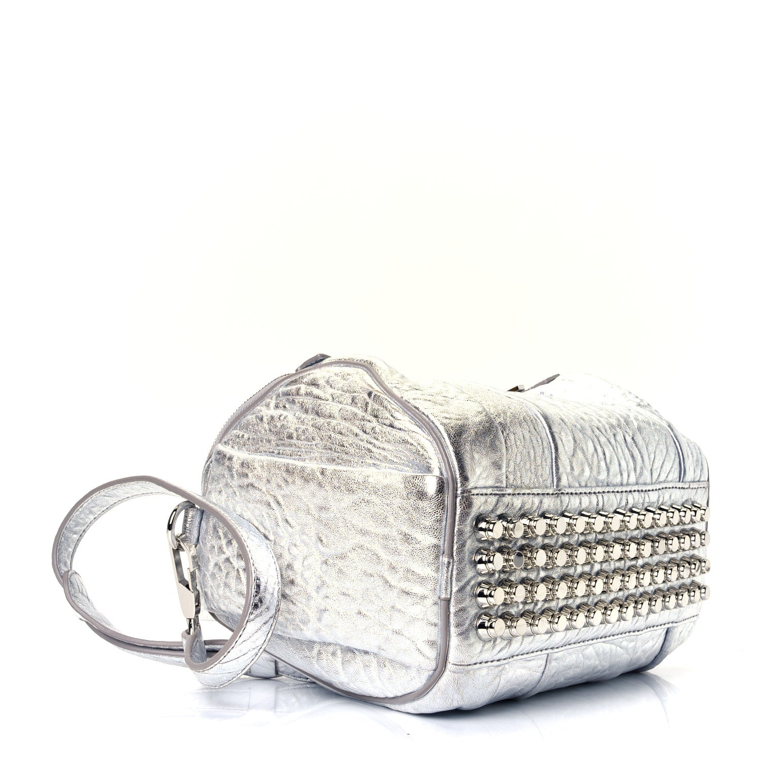 Alexander Wang Metallic Pebbled Lambskin Rockie Rhodium Silver 3 of 4