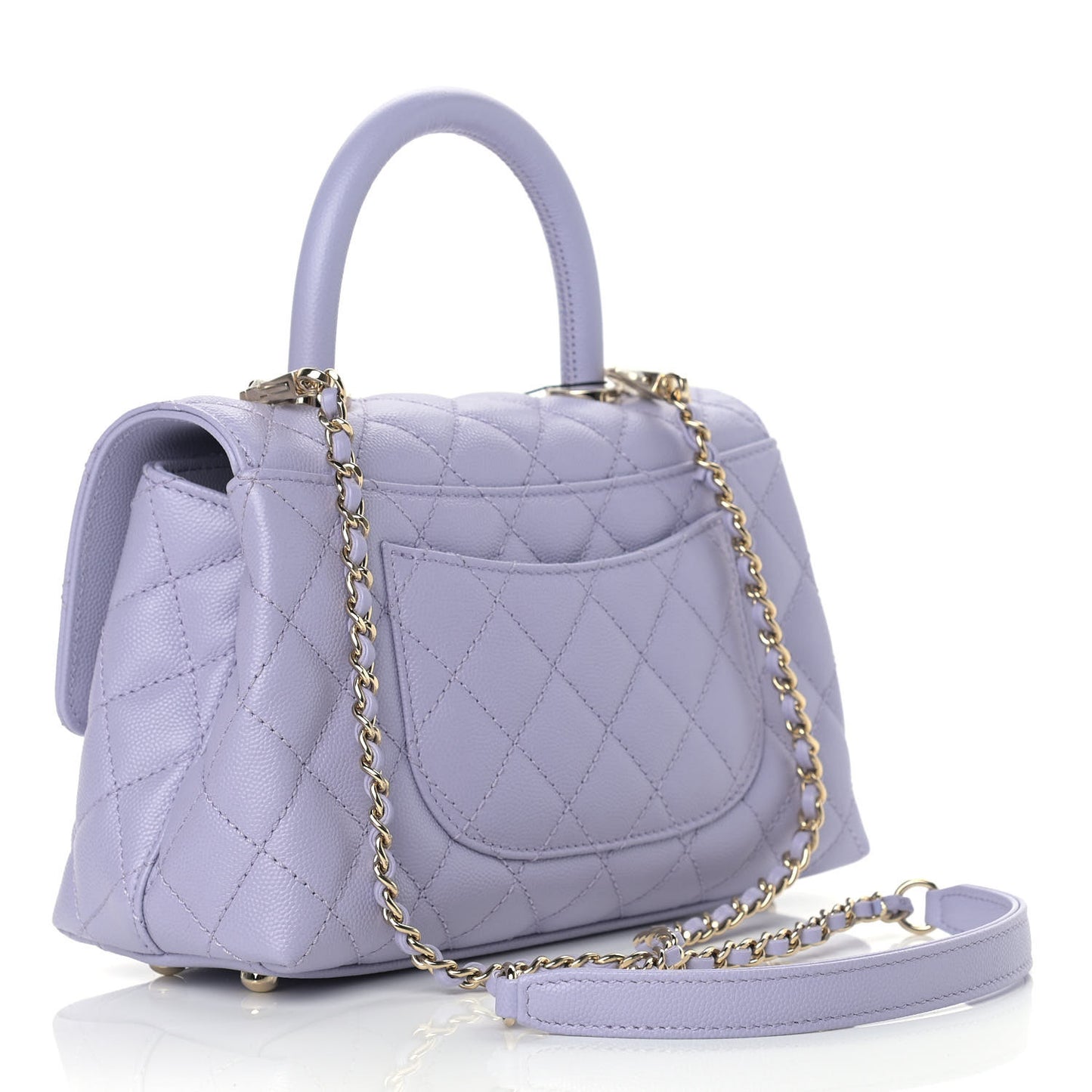 Caviar Quilted Mini Coco Handle Flap Light Purple