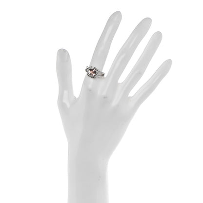 David Yurman Sterling Silver Diamond Morganite 7mm Petite Albion Ring 53 6.5 2 of 5