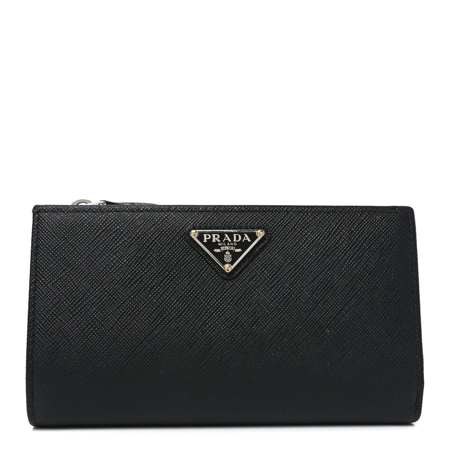 Saffiano Triangle Continental Zip Wallet Black