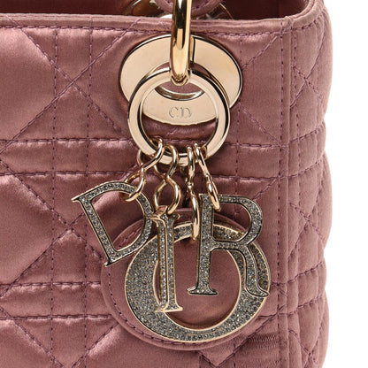 Christian Dior Satin Swarovski Crystal Cannage Mini Lady Dior Pink 10 of 13