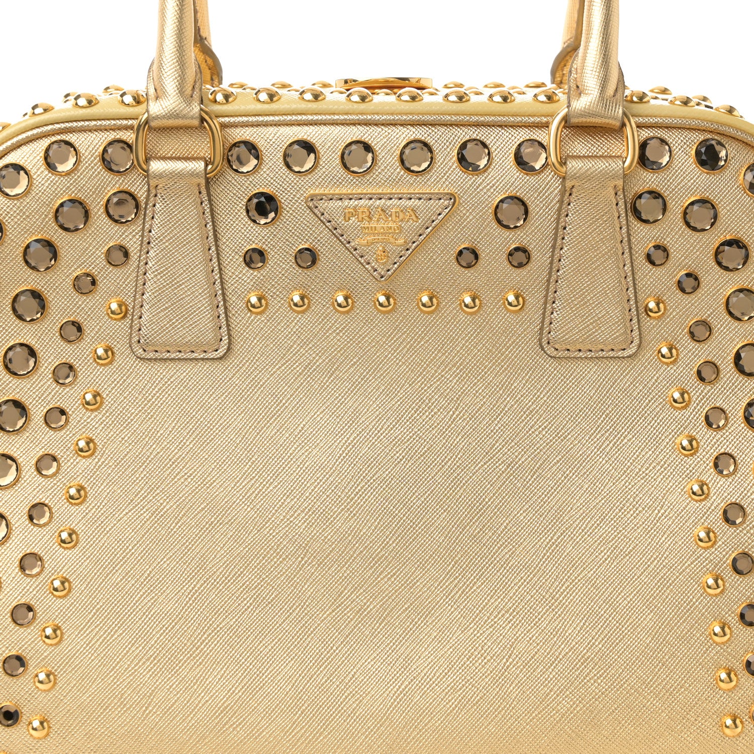 Prada Saffiano Vernice Crystal Pyramid Bag Platino 8 of 14