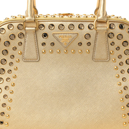 Prada Saffiano Vernice Crystal Pyramid Bag Platino 8 of 14
