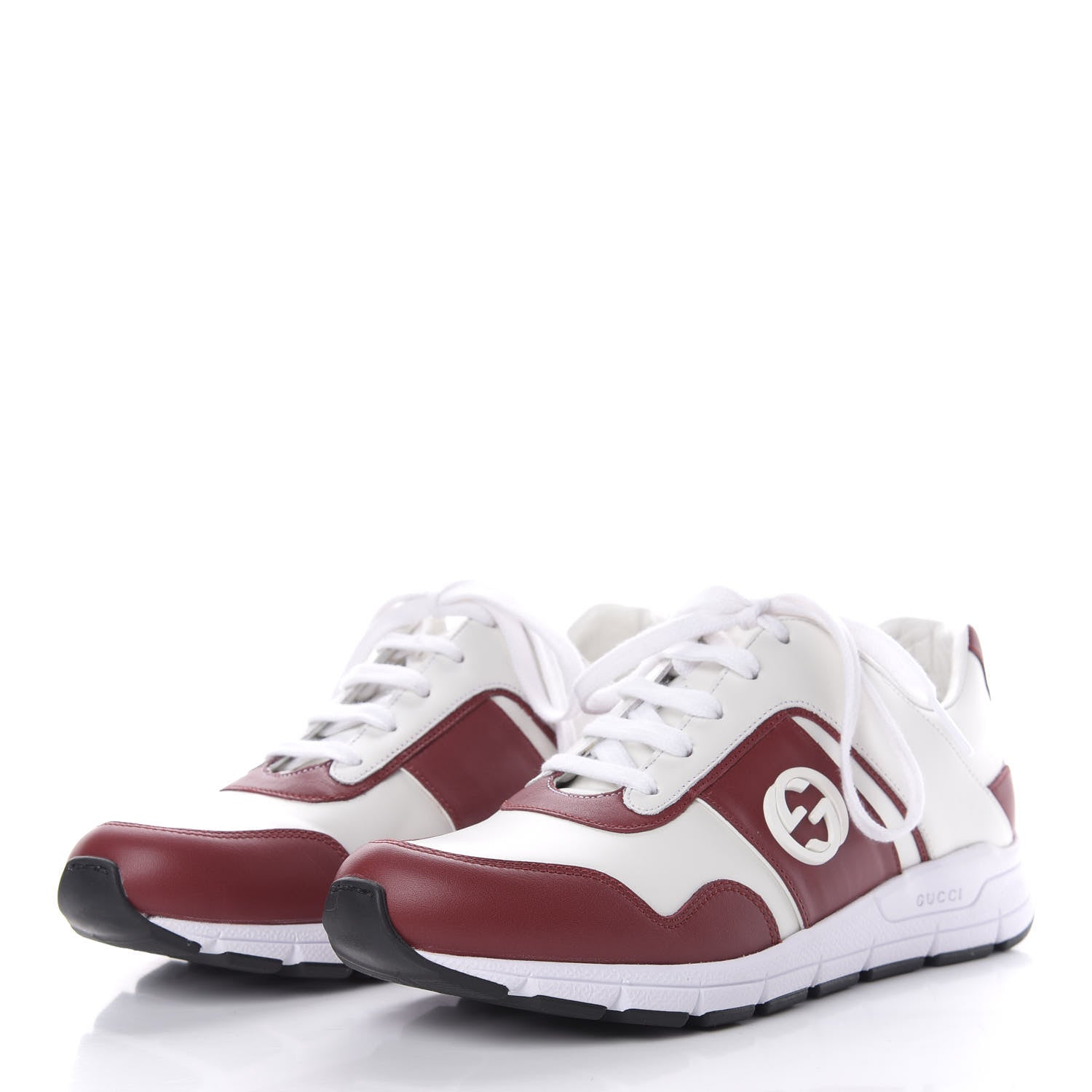Gucci Calfskin Womens Interlocking G Sneakers 39 Rosso White 3 of 10