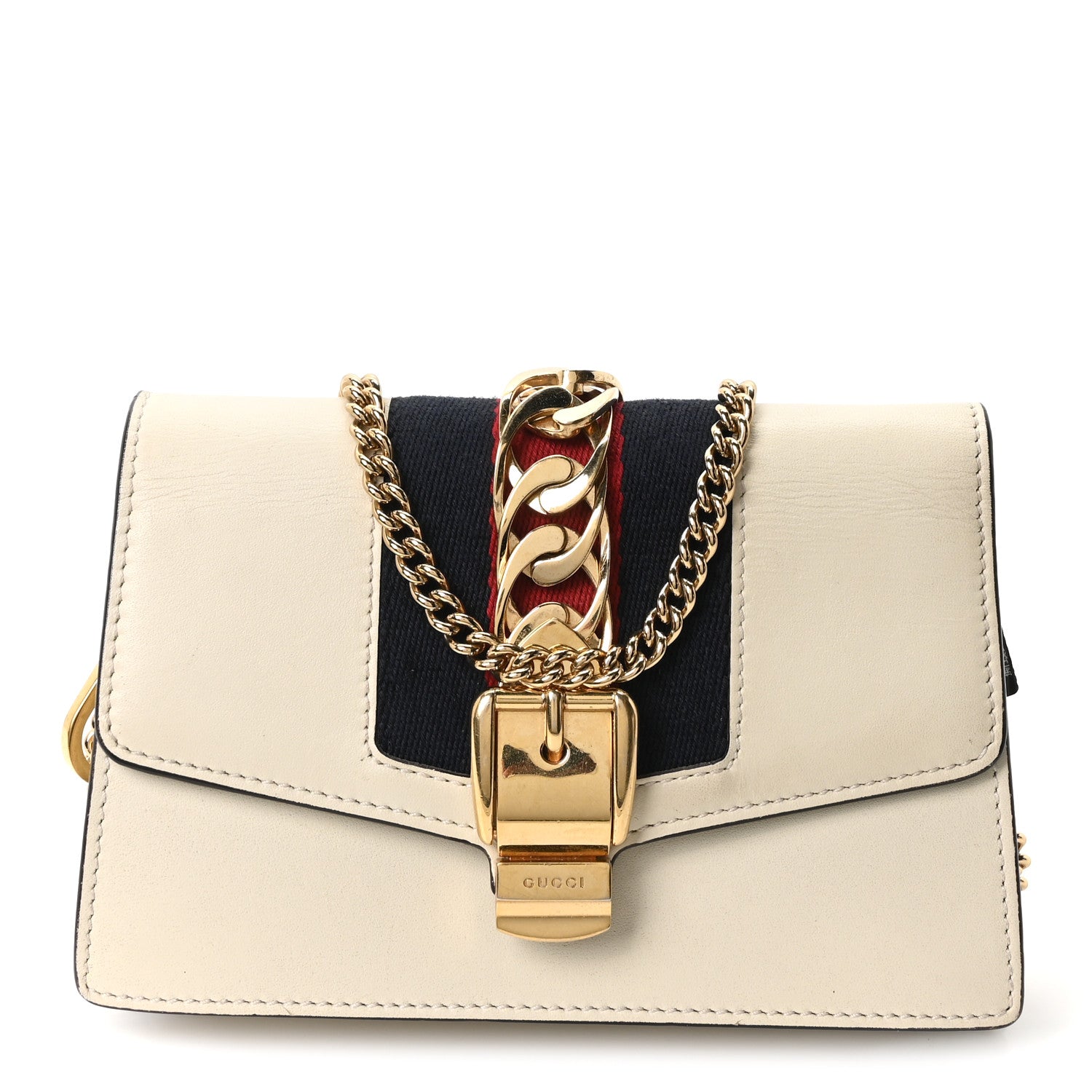 Gucci Calfskin Super Mini Sylvie Chain Shoulder Bag White 1 of 10