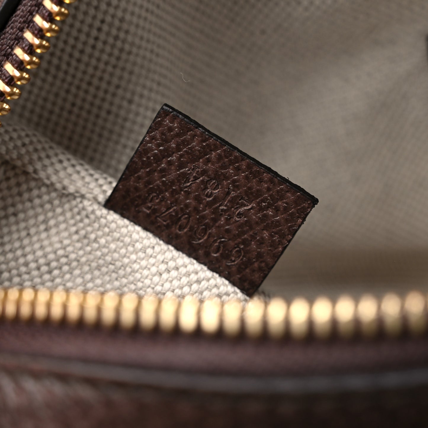 Monogram Jumbo GG Textured Dollar Calfskin Web Mini Crossbody Bag Camel Ebony New Acero