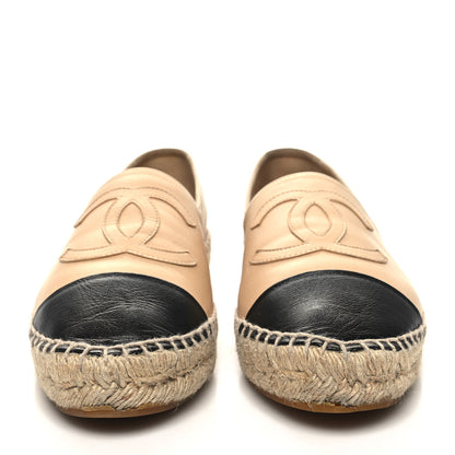 Chanel Lambskin CC Espadrilles 38 Beige Black 2 of 11