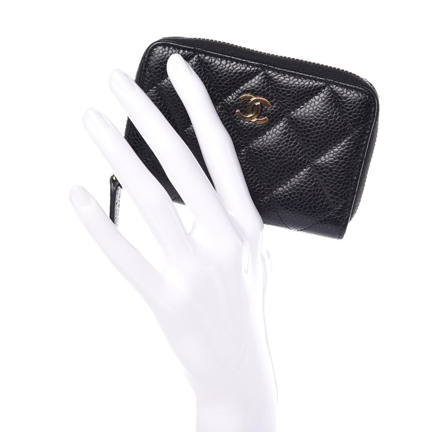 Chanel Caviar Quilted Zip Coin Purse Black 2 of 8