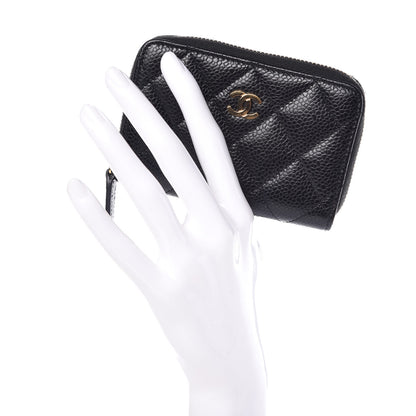 Chanel Caviar Quilted Zip Coin Purse Black 2 of 8