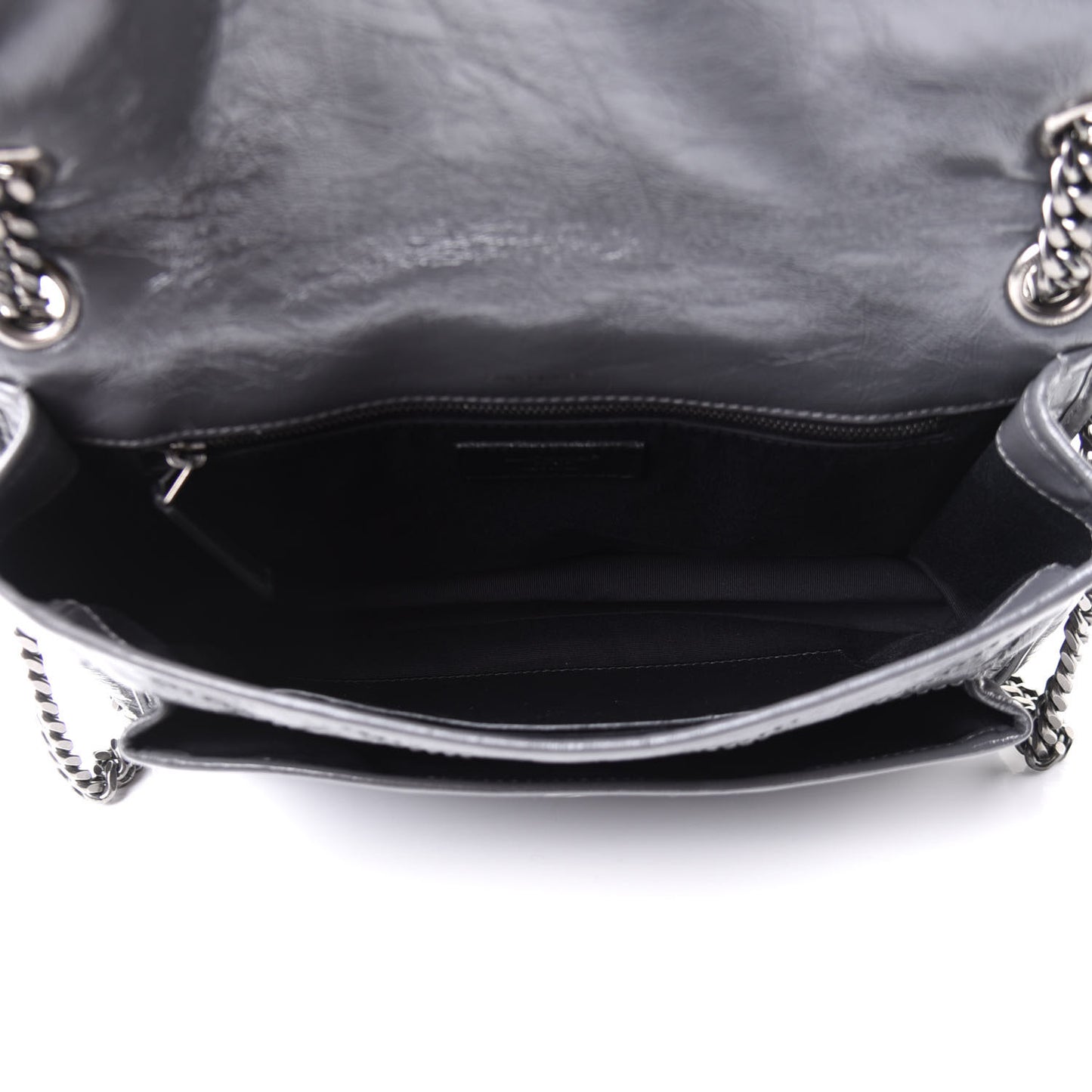 Crinkled Calfskin Matelasse Monogram Medium Niki Chain Satchel Asphalt