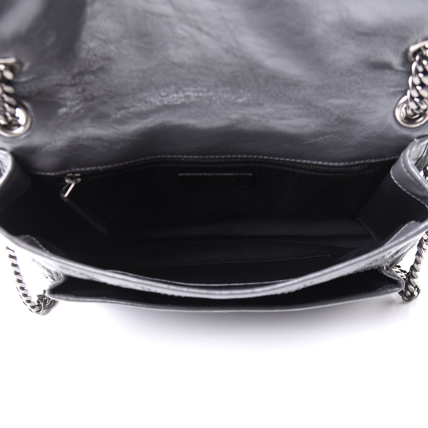 Saint Laurent Crinkled Calfskin Matelasse Monogram Medium Niki Chain Satchel Asphalt 7 of 14