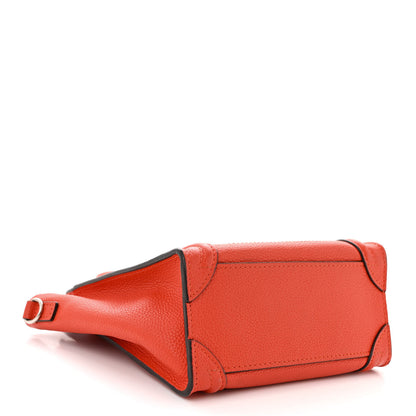 Celine Drummed Calfskin Nano Luggage Vermillion 4 of 11